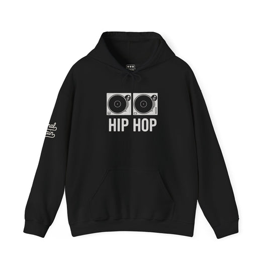 Hip Hop Turntable Hoodie – Unisex Heavy Blend Sweatshirt for DJs, Music Lovers & Streetwear Fans