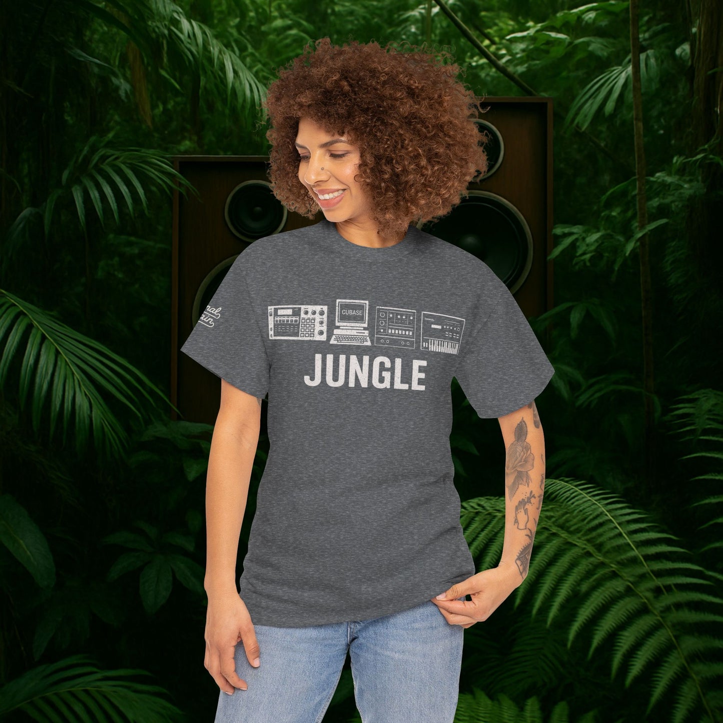 Jungle Music T-Shirt – Vintage Gear Graphic Tee for Drum & Bass and Rave Culture Fans