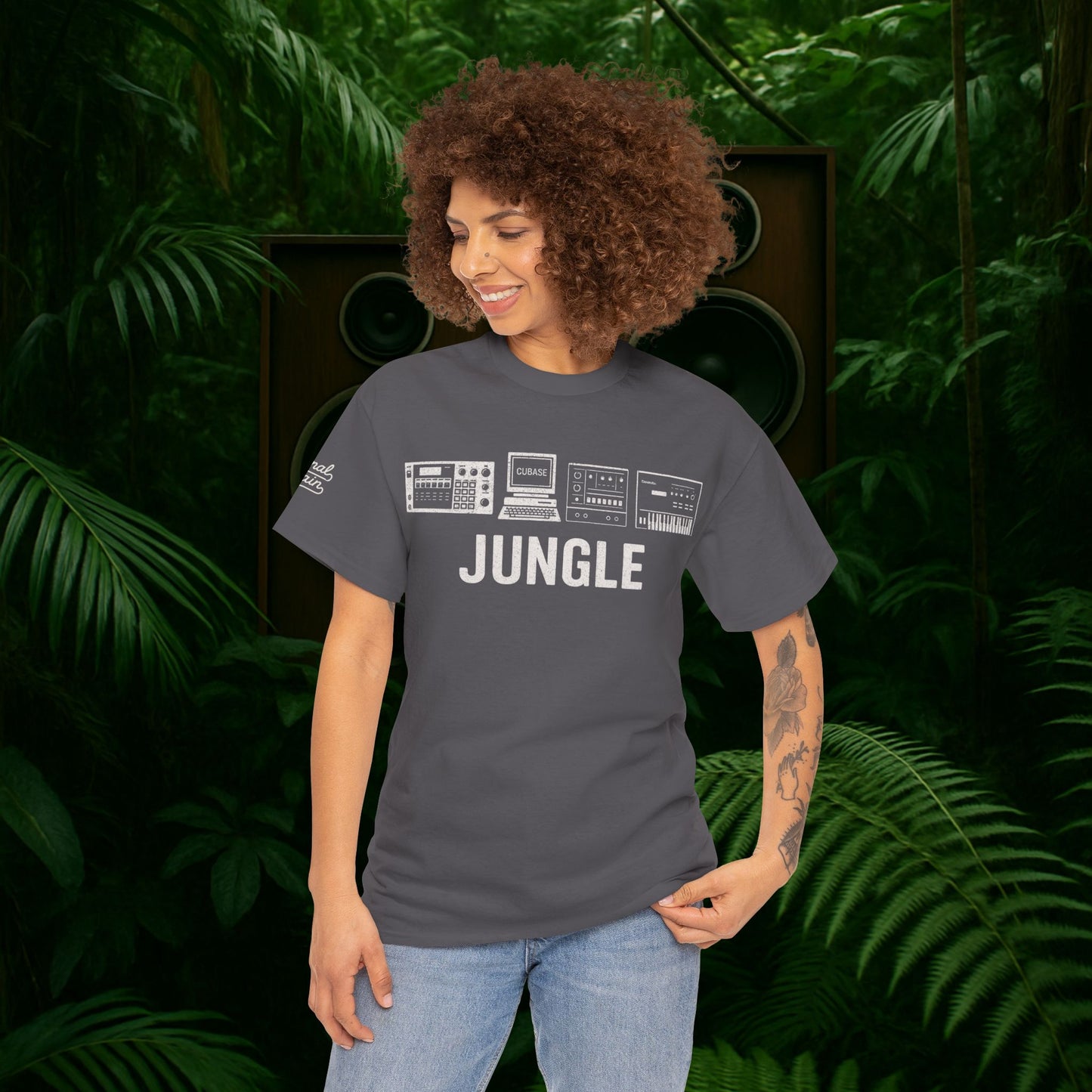 Jungle Music T-Shirt – Vintage Gear Graphic Tee for Drum & Bass and Rave Culture Fans